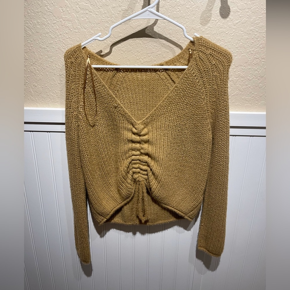 Camel Drawstring Sweater